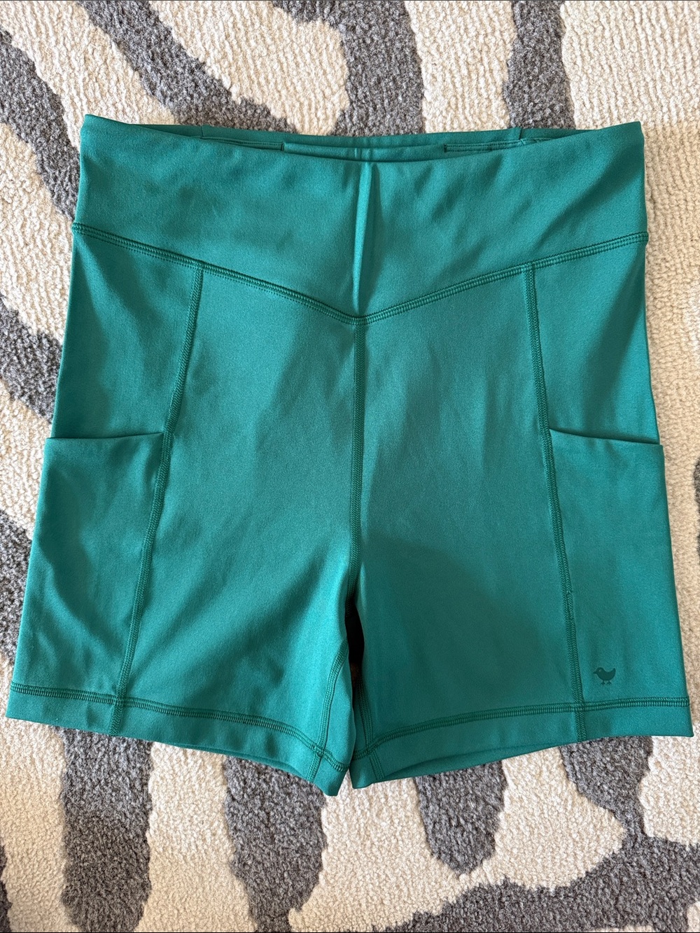 Bad Birdie Teal High-Rise Bike Shorts with Side Pockets